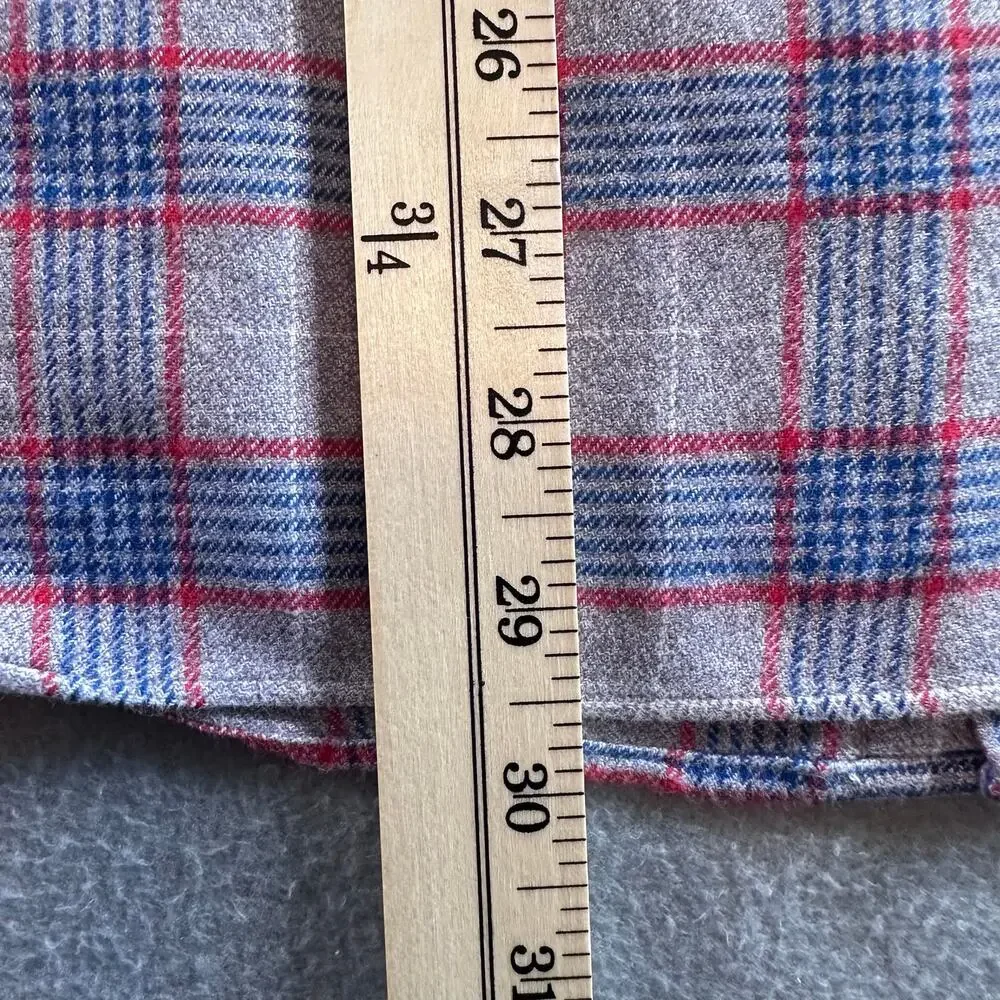 J Crew Men's Large Red Blue & Gray Flannel Button Down 100% Cotton
